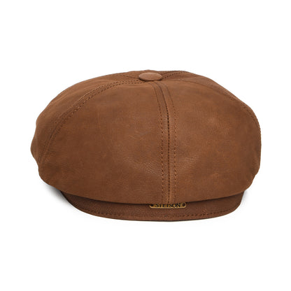 Stetson Hats Nubuck Leather Newsboy Cap - Cognac