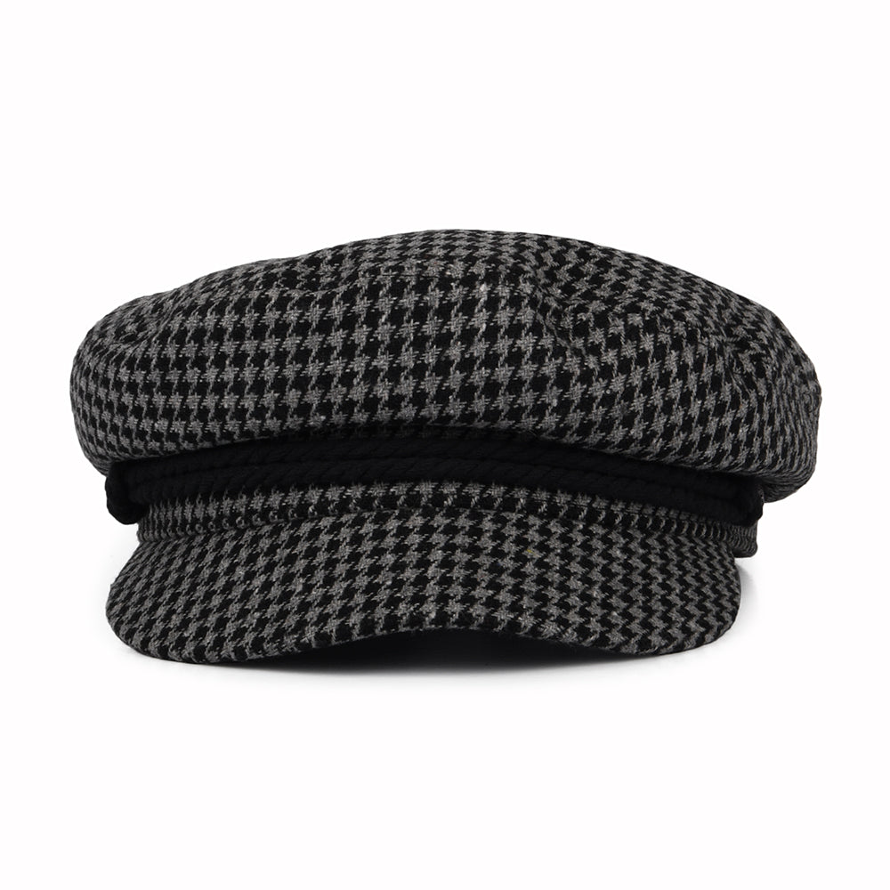 Brixton Hats Houndstooth Fiddler Cap - Grey-Black