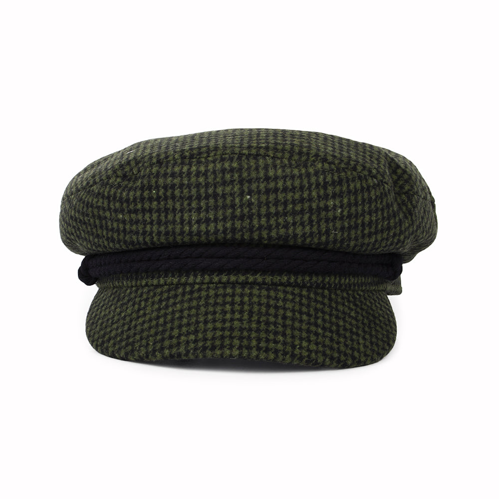 Brixton Hats Houndstooth Fiddler Cap - Moss-Black