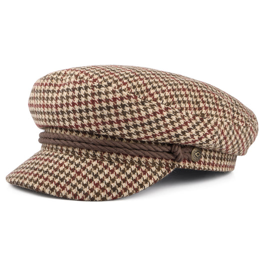 Brixton Hats Houndstooth Fiddler Cap - Sand-Brown-Rust