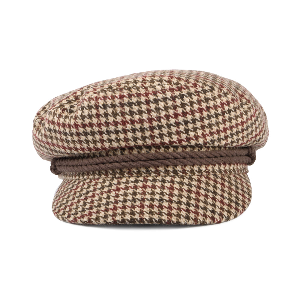 Brixton Hats Houndstooth Fiddler Cap - Sand-Brown-Rust