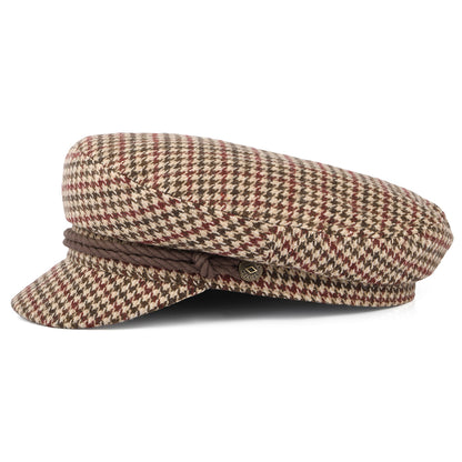 Brixton Hats Houndstooth Fiddler Cap - Sand-Brown-Rust