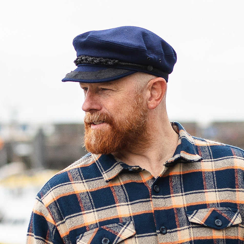 Jaxon & James Wool Greek Fisherman Cap - Navy Blue