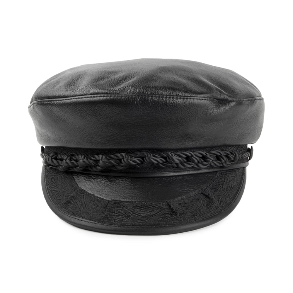 Jaxon & James Leather Greek Fisherman Cap - Black