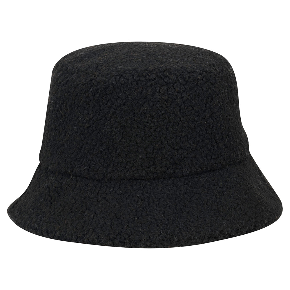 Scala Hats Kirsten Faux Sherpa Bucket Hat - Black