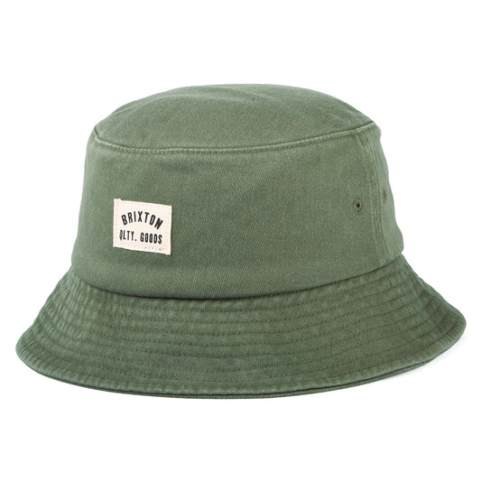 Brixton Hats Woodburn Washed Packable Bucket Hat - Olive