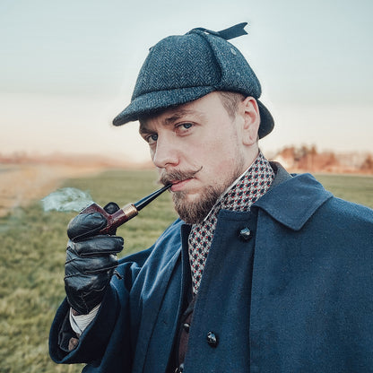 Jaxon & James Harris Tweed Sherlock Holmes Deerstalker Hat - Black-Charcoal