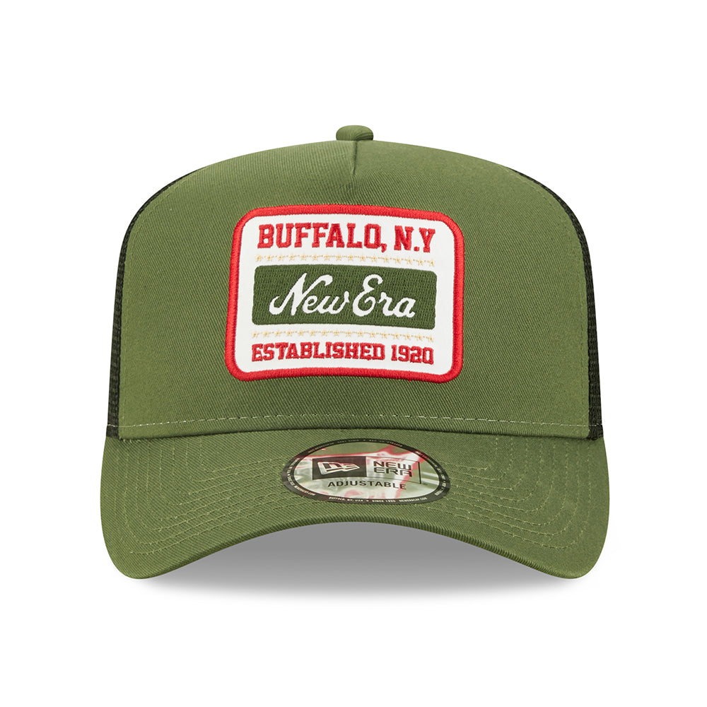 New Era State Patch A-Frame Trucker Cap - Olive