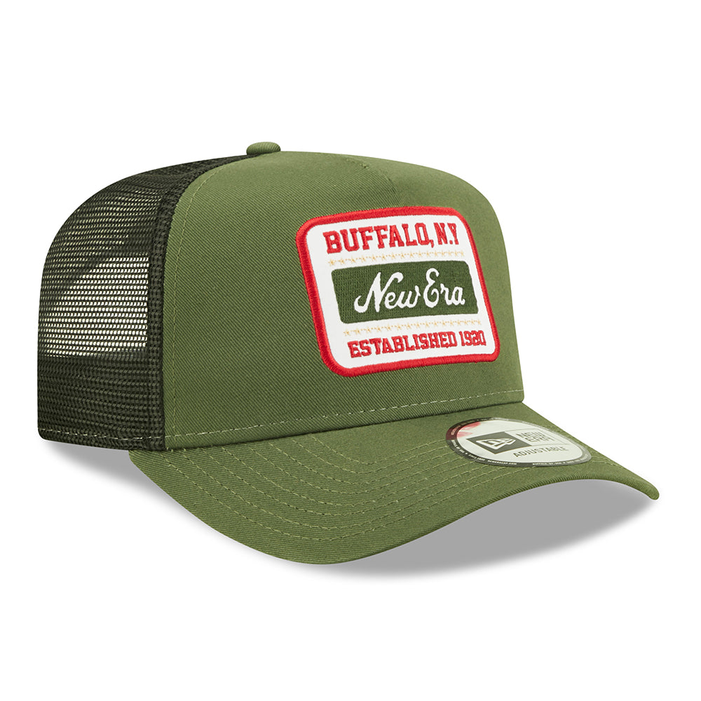 New Era State Patch A-Frame Trucker Cap - Olive