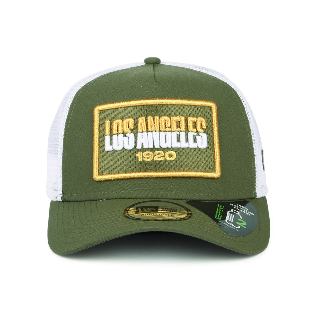 New Era Los Angeles A-Frame Trucker Cap - USA State - Olive