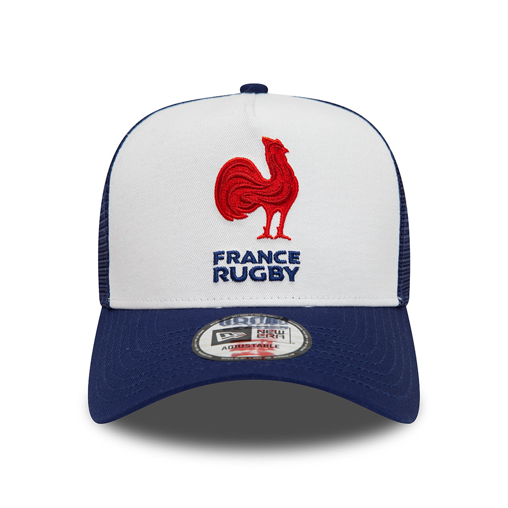 New Era French Federation of Rugby A-Frame Trucker Cap - Essential - White-Blue