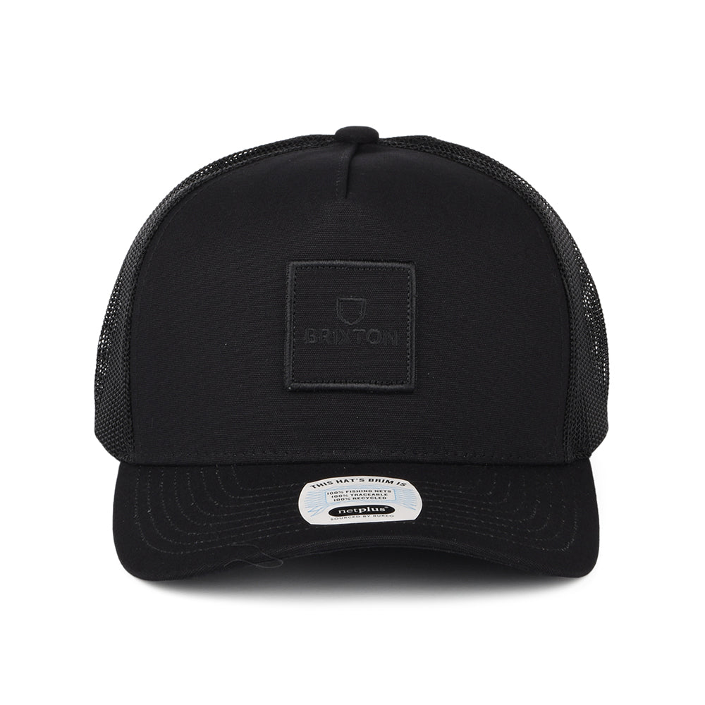 Brixton Hats Alpha Block NetPlus C MP Trucker Cap - Black On Black