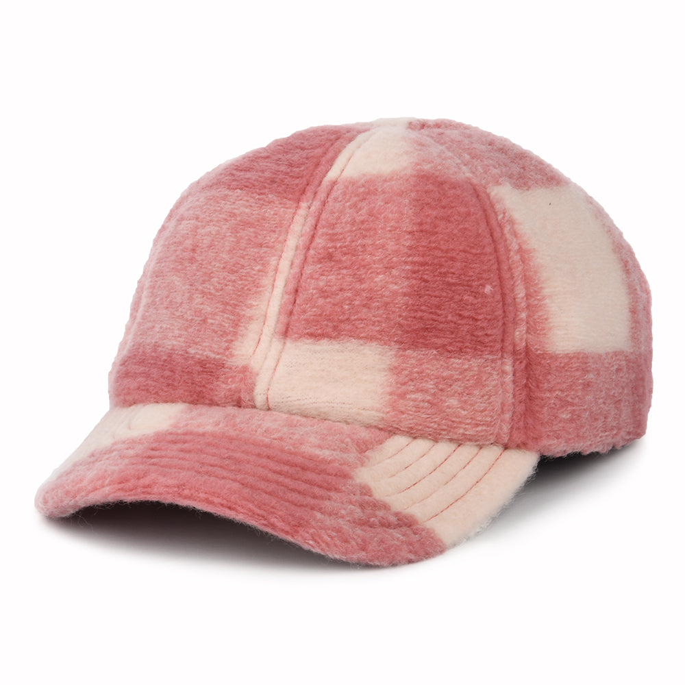 Seeberger Hats Checked Wool Blend Winter Baseball Cap - Pink-Off White