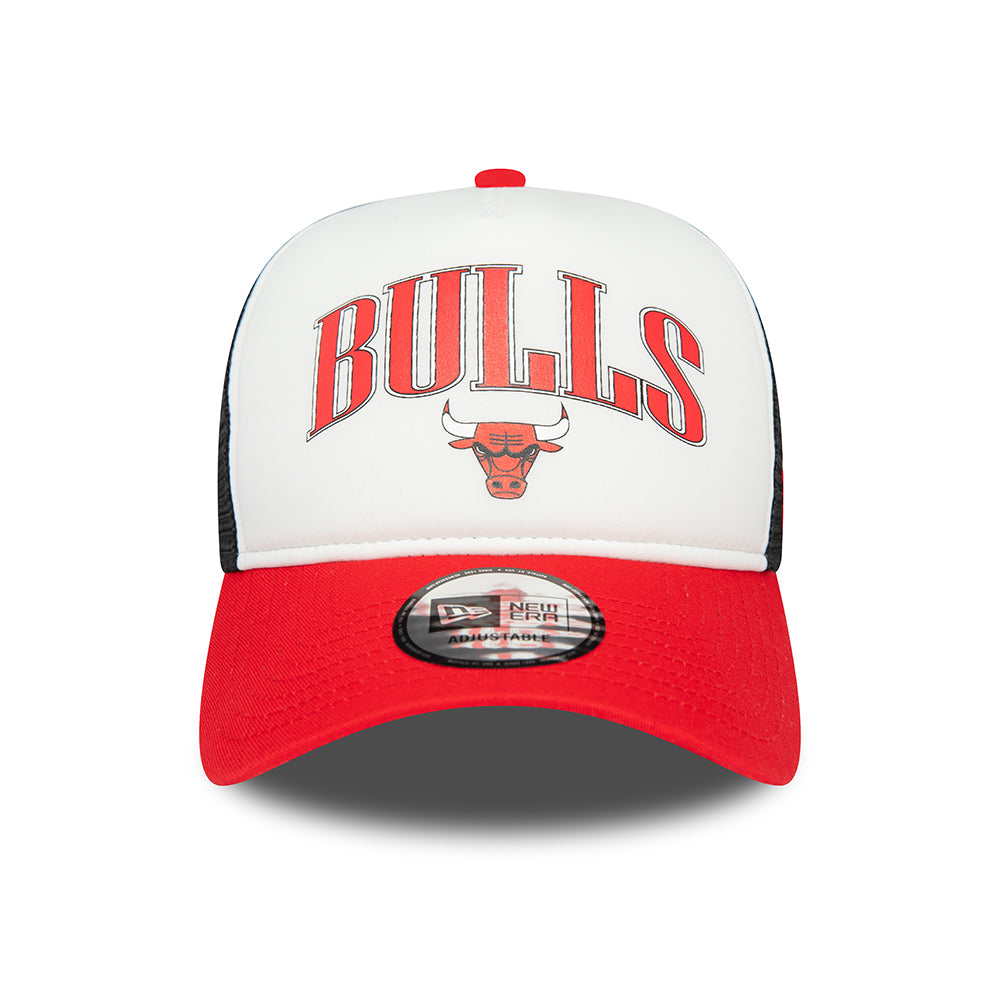 New Era Chicago Bulls A-Frame Trucker Cap - NBA Retro - White-Red-Black