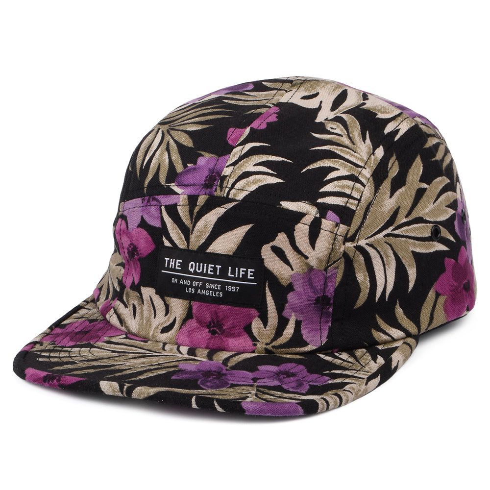 The Quiet Life Hats Floral Organic Cotton 5 Panel Cap - Black-Purple