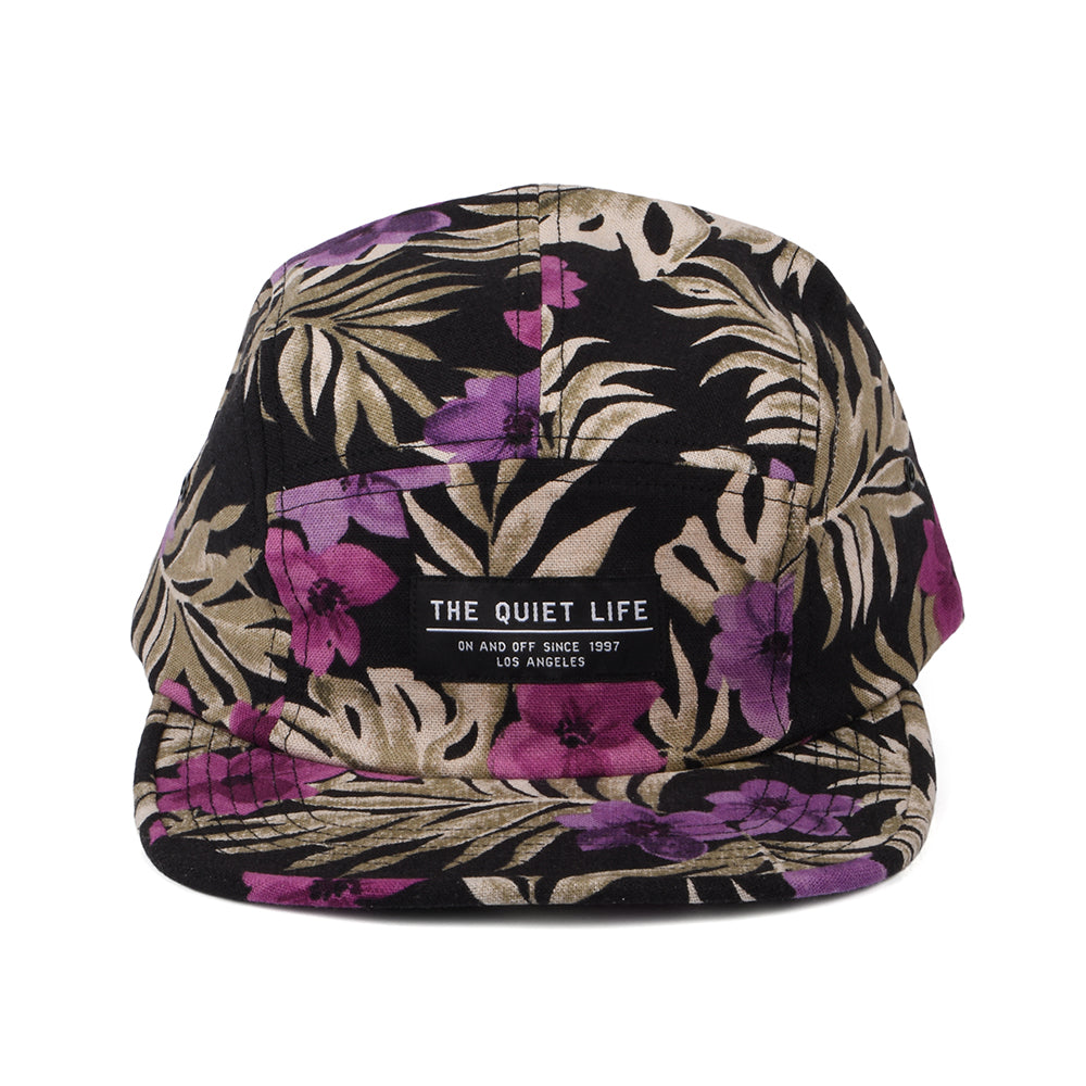 The Quiet Life Hats Floral Organic Cotton 5 Panel Cap - Black-Purple