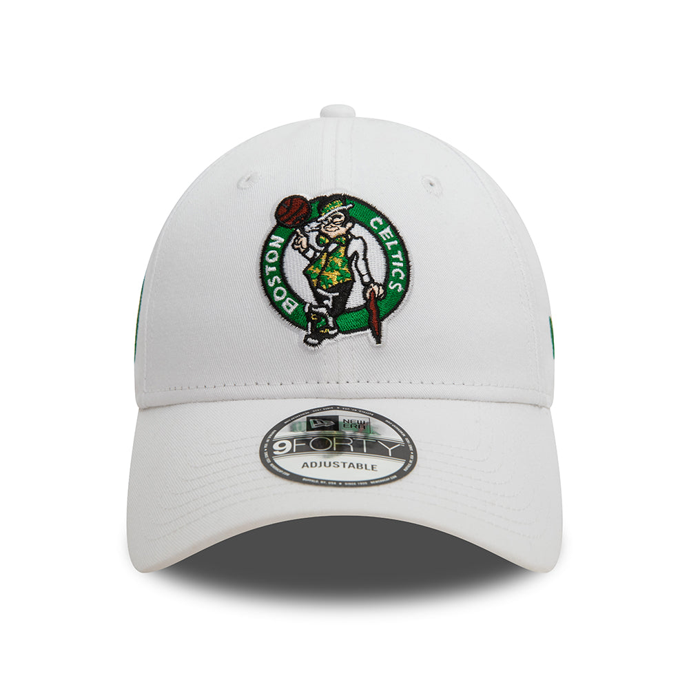 New Era 9FORTY Boston Celtics Baseball Cap - NBA Side Patch - White-Green