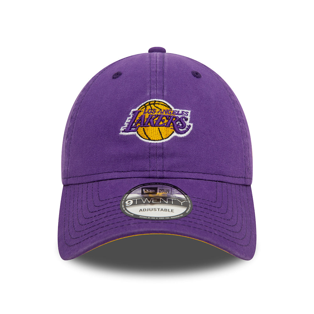 New Era 9TWENTY L.A. Lakers Baseball Cap - NBA Contrast Underbrim - Washed Purple-Yellow