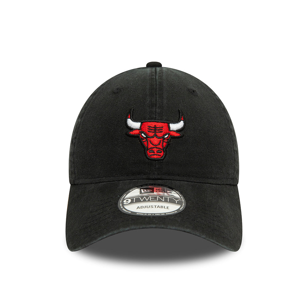 New Era 9TWENTY Chicago Bulls Baseball Cap - NBA Contrast Underbrim - Washed Black-Red