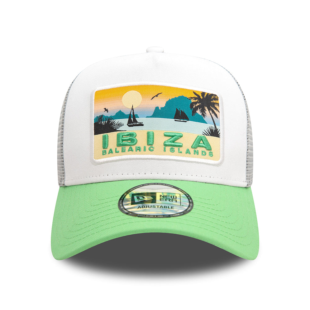 New Era Ibiza A-Frame Trucker Cap - NE Summer - White-Light Green