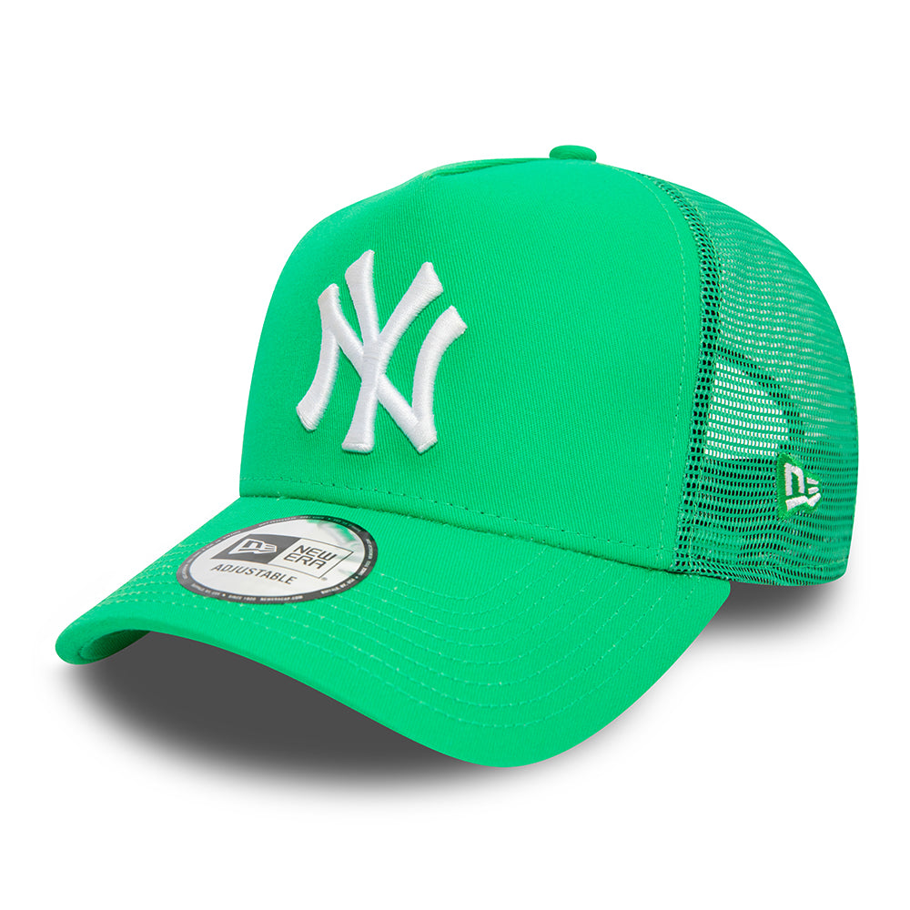 New Era New York Yankees A-Frame Trucker Cap - MLB League Essential - Bright Green-White