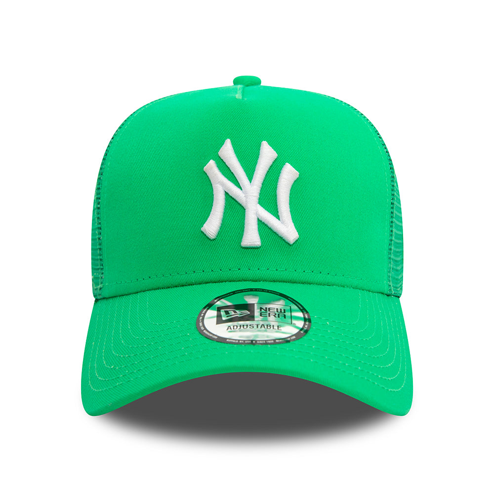 New Era New York Yankees A-Frame Trucker Cap - MLB League Essential - Bright Green-White