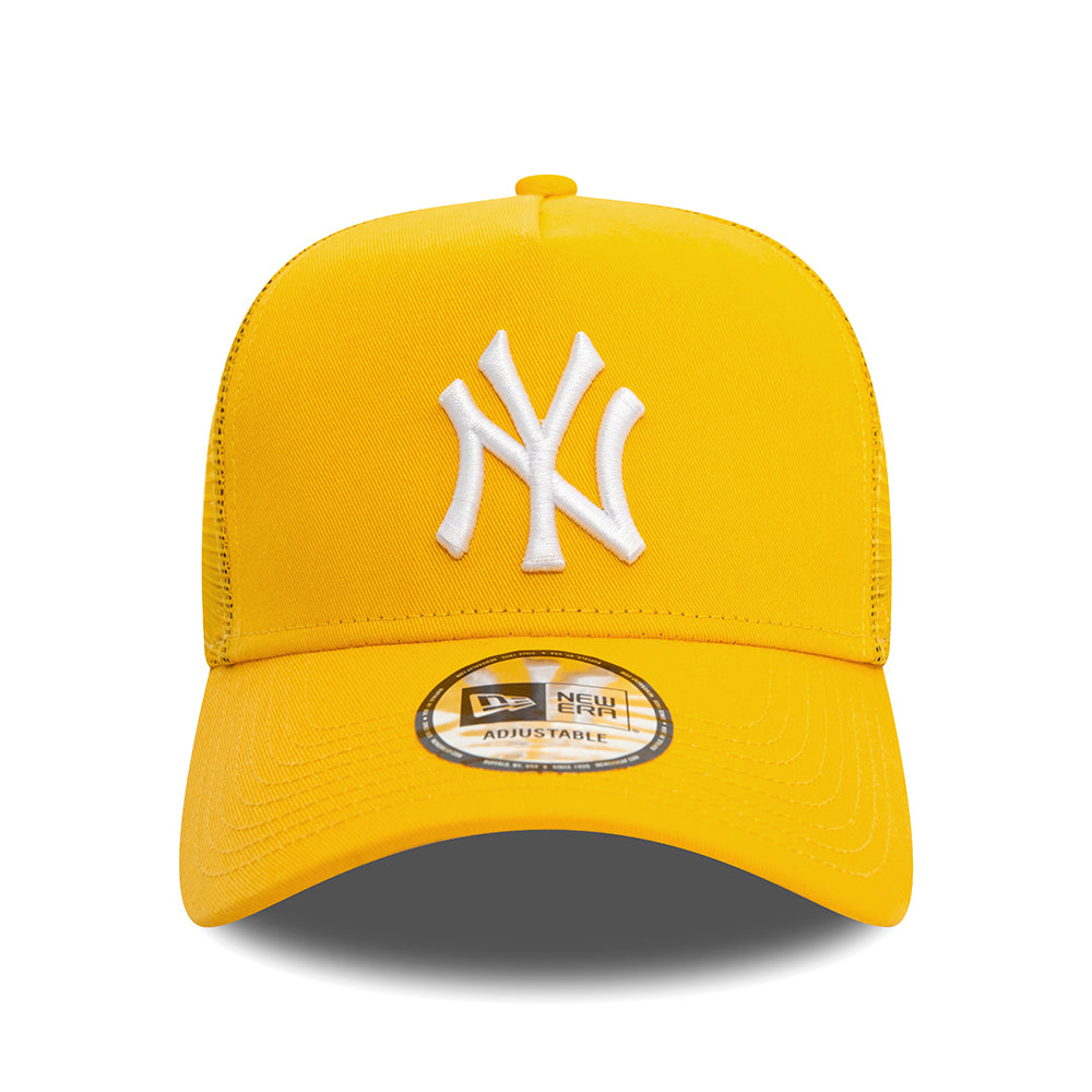 New Era New York Yankees A-Frame Trucker Cap - MLB League Essential - Yellow-White