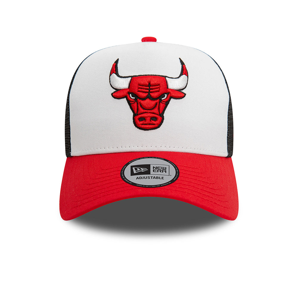 New Era Chicago Bulls A-Frame Trucker Cap - NBA Rear Arch - White-Red-Black