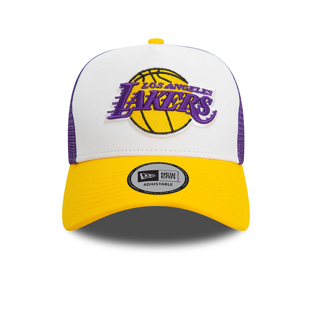 Patagonia L.A. Lakers A-Frame Trucker Cap - NBA Rear Arch - White-Yellow-Purple