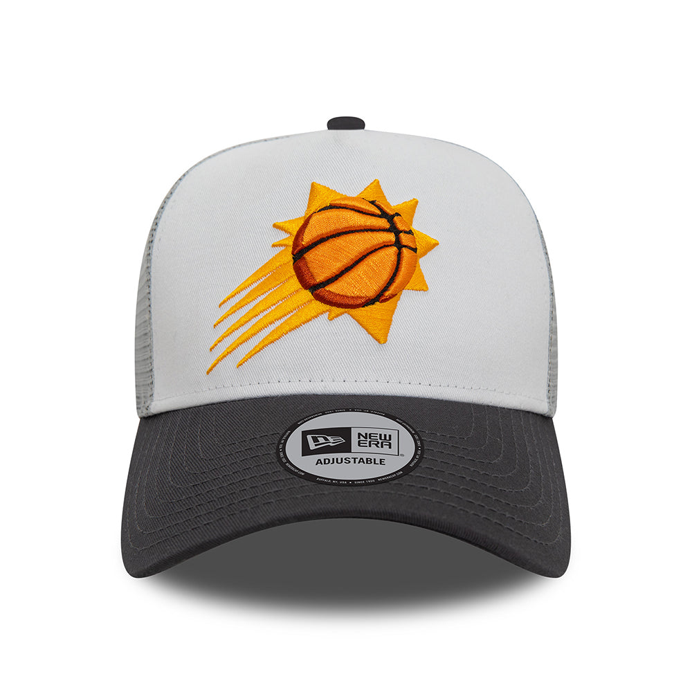 New Era Phoenix Suns A-Frame Trucker Cap - NBA Rear Arch - Grey-Graphite