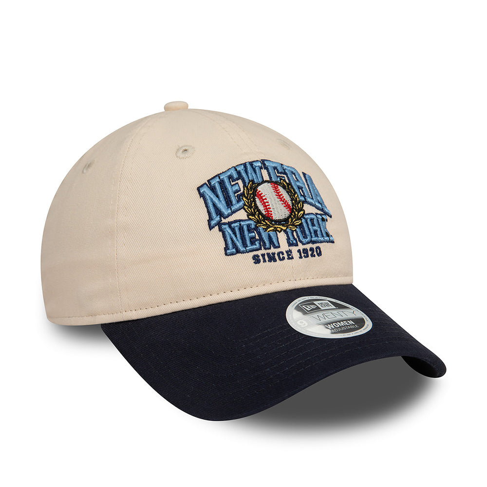 New Era Womens 9TWENTY Baseball Cap - NE Wordmark - Stone-Navy