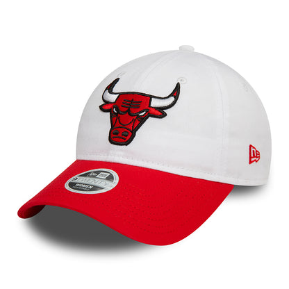 New Era Womens 9TWENTY Chicago Bulls Baseball Cap - NBA White Crown - White-Red