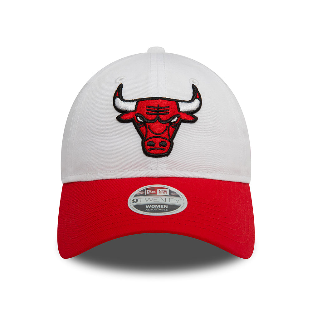 New Era Womens 9TWENTY Chicago Bulls Baseball Cap - NBA White Crown - White-Red