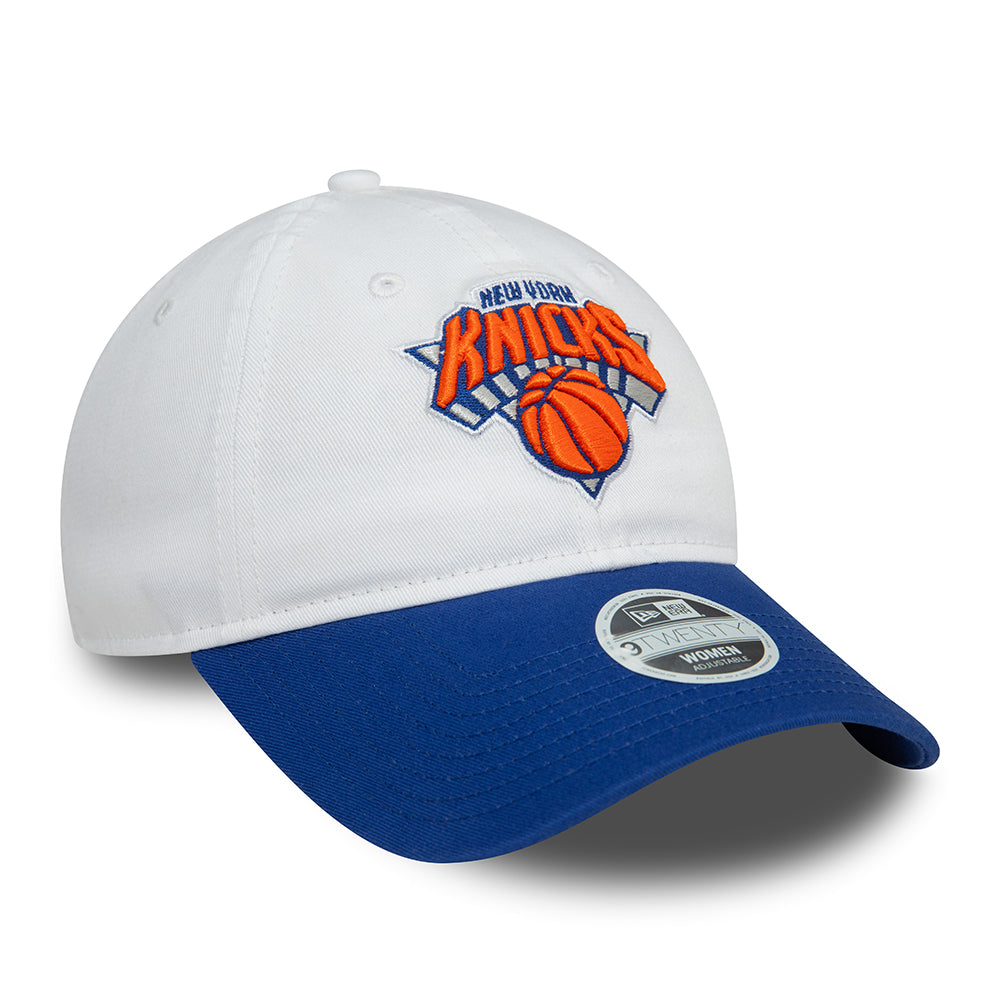 New Era Womens 9TWENTY New York Knicks Baseball Cap - NBA White Crown - White-Royal Blue