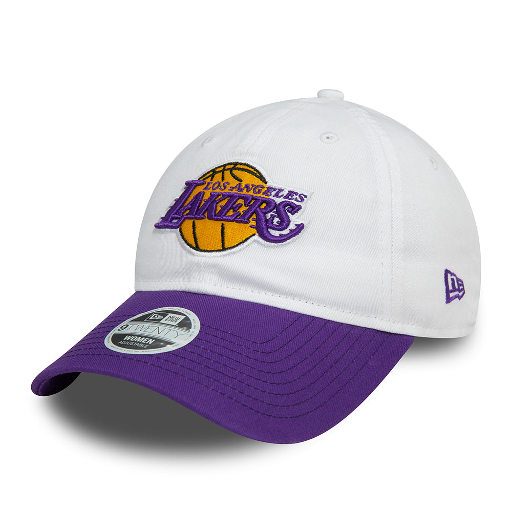 New Era Womens 9TWENTY L.A. Lakers Baseball Cap - NBA White Crown - White-Purple