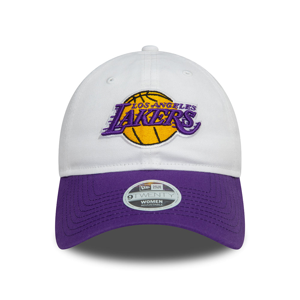 New Era Womens 9TWENTY L.A. Lakers Baseball Cap - NBA White Crown - White-Purple