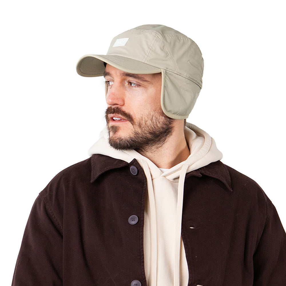 Barts Hats Hydero Water Resistant 5 Panel Cap with Earflaps - Beige