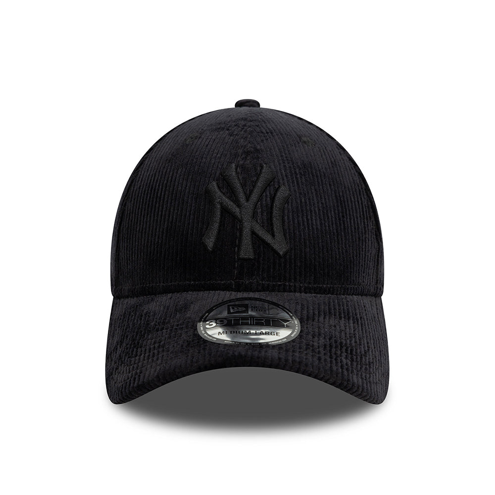 New Era 39THIRTY New York Yankees Baseball Cap - MLB Cord - Black On Black