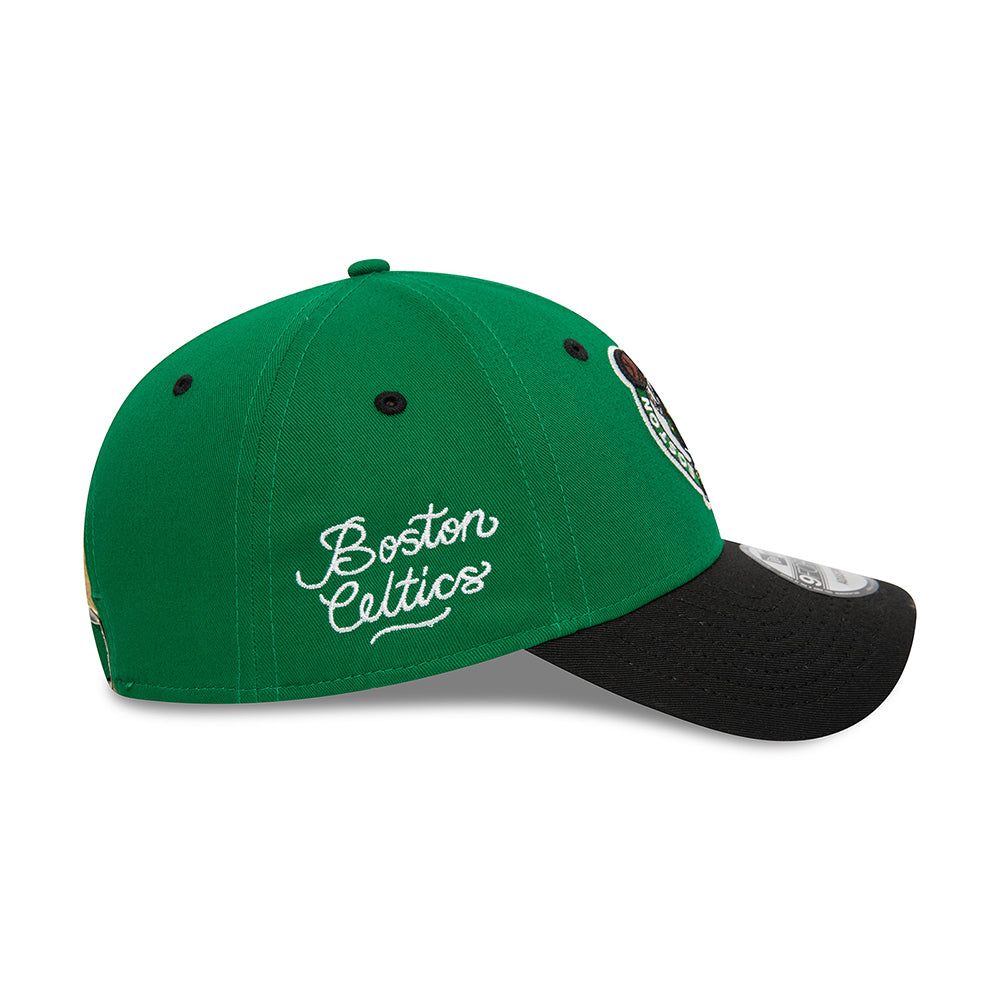 New Era 9FORTY Boston Celtics Baseball Cap - NBA Side Patch - Green-Black