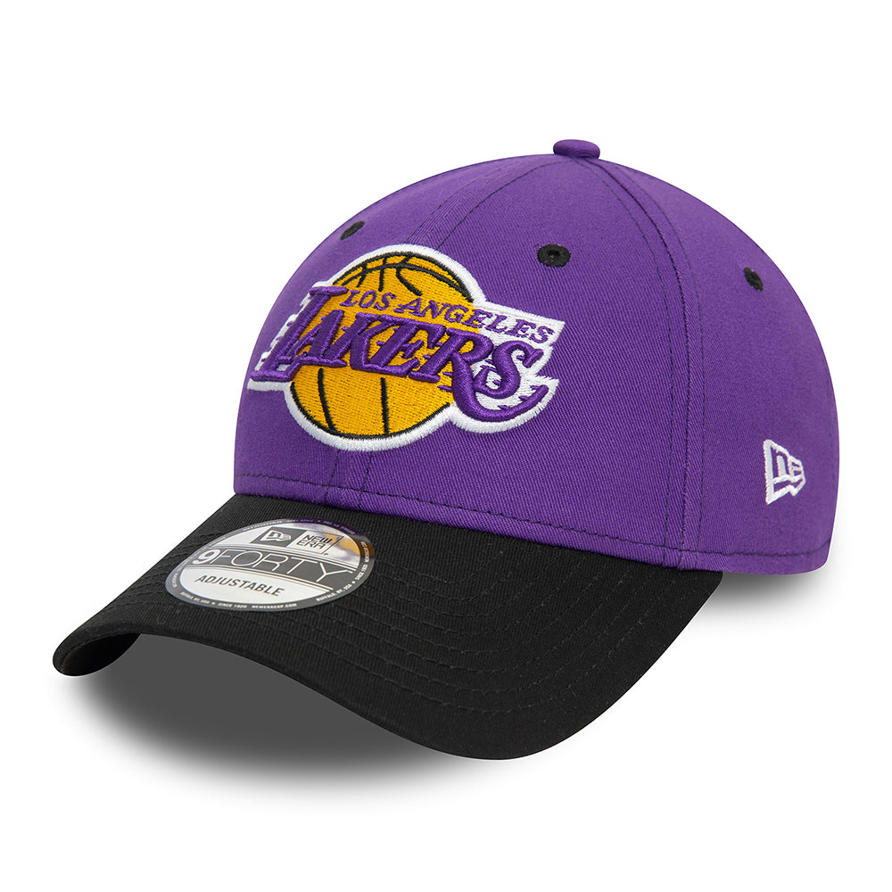 New Era 9FORTY L.A. Lakers Baseball Cap - NBA Side Patch - Purple-Black