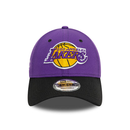 New Era 9FORTY L.A. Lakers Baseball Cap - NBA Side Patch - Purple-Black