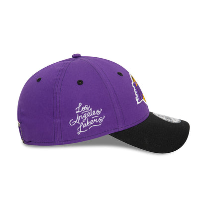 New Era 9FORTY L.A. Lakers Baseball Cap - NBA Side Patch - Purple-Black