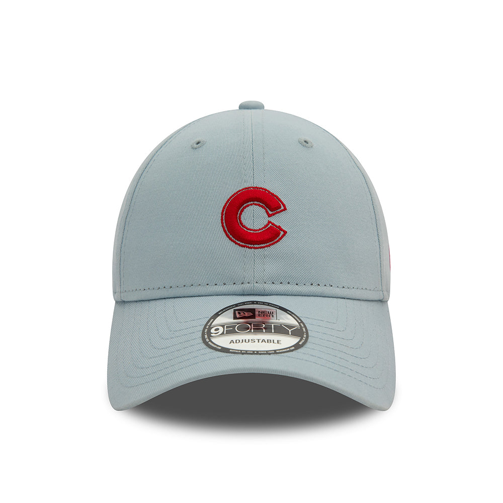 New Era 9FORTY Chicago Cubs Baseball Cap - MLB Washed - Baby Blue-Scarlet