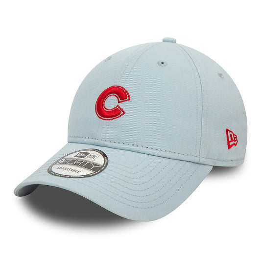 New Era 9FORTY Chicago Cubs Baseball Cap - MLB Washed - Baby Blue-Scarlet