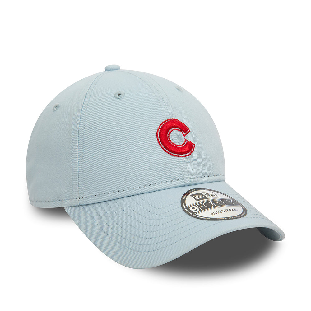 New Era 9FORTY Chicago Cubs Baseball Cap - MLB Washed - Baby Blue-Scarlet