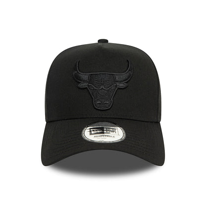 New Era Chicago Bulls A-Frame Snapback Cap - NBA Monochrome - Black On Black