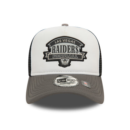 New Era Las Vegas Raiders A-Frame Trucker Cap - NFL Retro Graphic - White-Graphite-Black