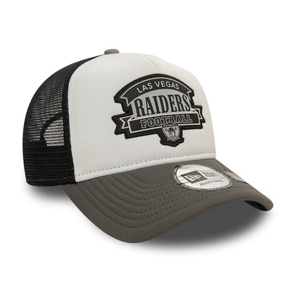 New Era Las Vegas Raiders A-Frame Trucker Cap - NFL Retro Graphic - White-Graphite-Black