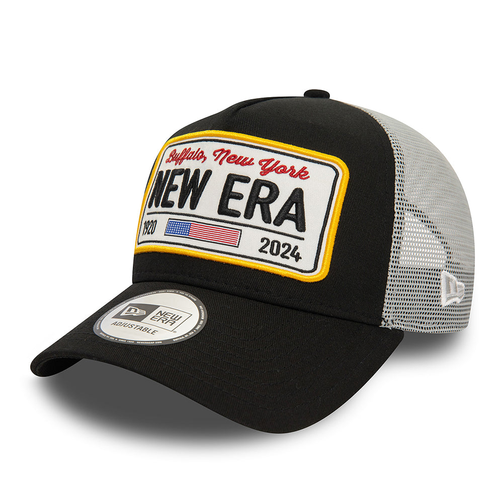 New Era A-Frame Trucker Cap - License Plate - Black-Grey