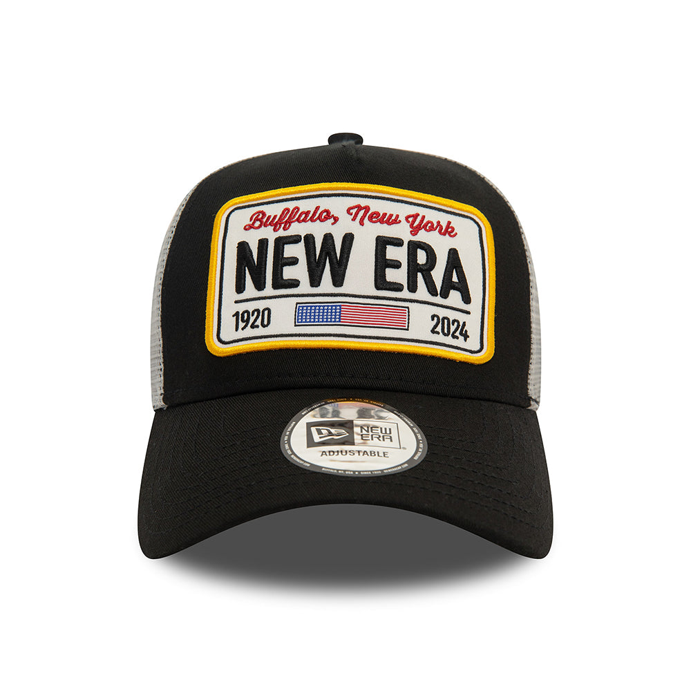 New Era A-Frame Trucker Cap - License Plate - Black-Grey